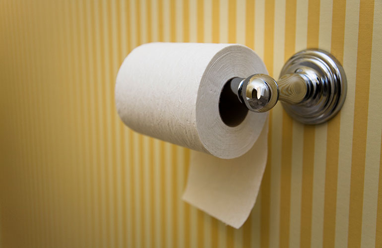 Your toilet paper hangs “under”