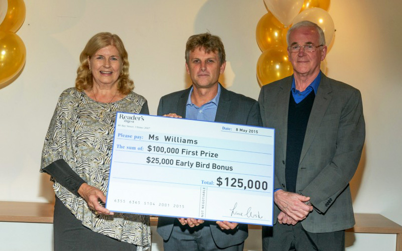 Ms Williams - $100,000 First Prize and $25,000 Early Bird Bonus Winner