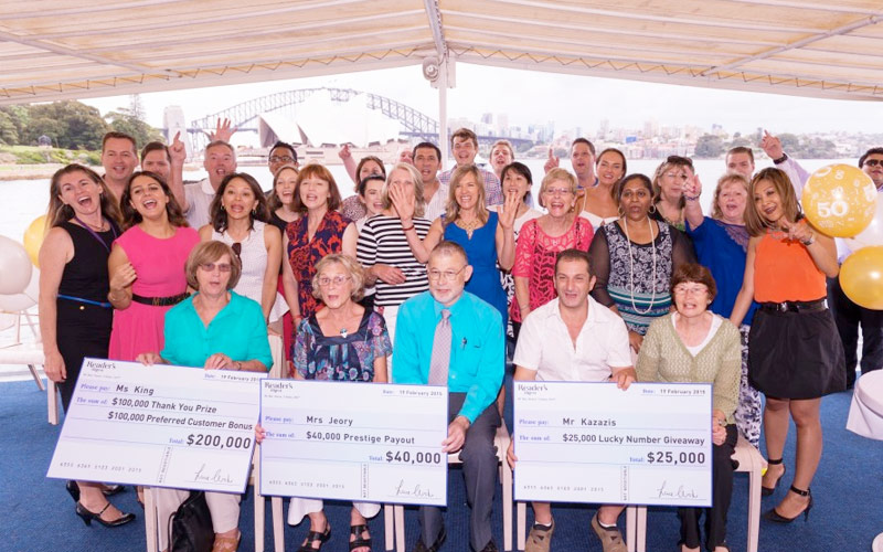 Our Super Jackpot Sweepstakes Winners received their cheques on a beautiful day in Sydney Harbour.