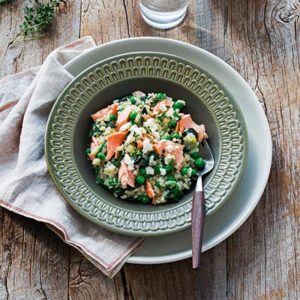 Brown Rice Risotto with Salmon and Goats Fetta