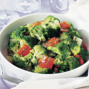 Basil-scented sauted vegetables