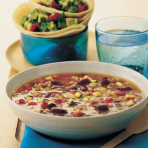 Chicken chilli soup with salsa