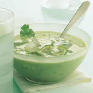 Chilled leek and avocado soup