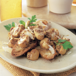 Ciabatta with garlic mushrooms