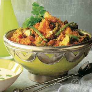 Couscous pilaf with tahini yogurt