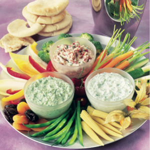 Crudits with three dip