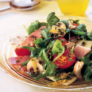 Gruyre, ham and mushroom salad