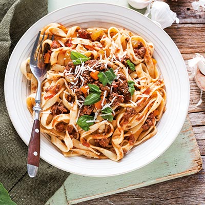 Kangaroo Bolognese with Wholemeal Tagliatelle