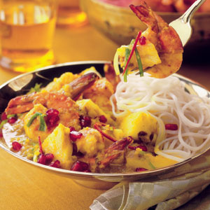 Malaysian prawns and pineapple