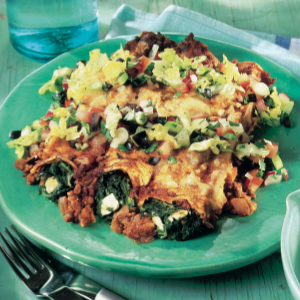 Pork and spinach enchiladas