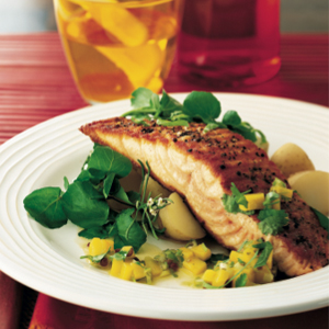 Salmon with mango salsa