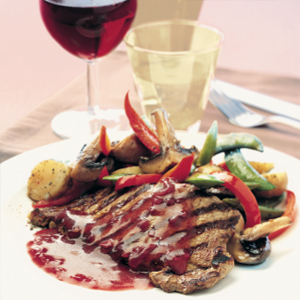 Sirloin steaks with port sauce 