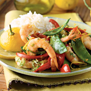 Snow pea and seafood stir-fry