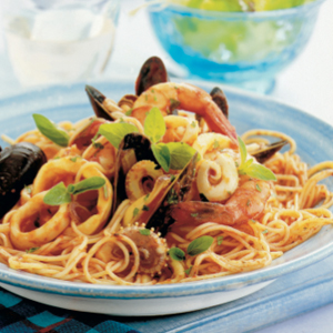 Spaghettini with seafood