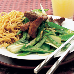 Stir-fried pork with Chinese greens