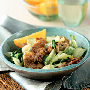 Stir-fried pork with bok choy