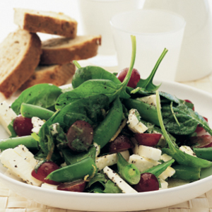 Sugar snap salad with black grapes and fetta | Reader's Digest Australia