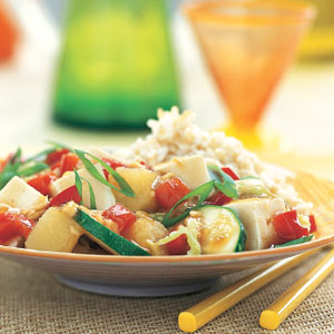 Sweet and sour tofu with vegetables
