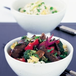 Tender beef with fried rice