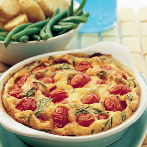 Tomato and pecorino clafoutis