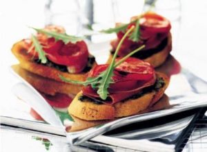 Tomato and prosciutto bruschettas
