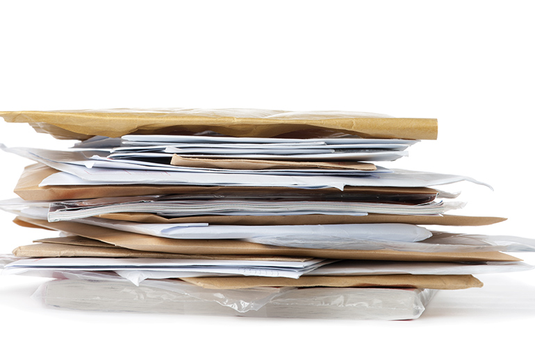 Stacks of bills and forms