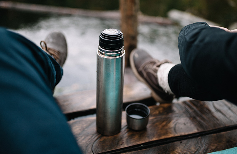 Use eggshells to clean a reusable coffee flask