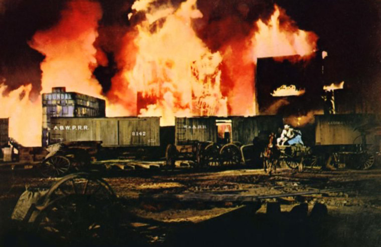 Gone With the Wind’s fire scene is old sets being burned