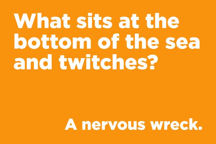 What sits at the bottom of the sea and twitches?