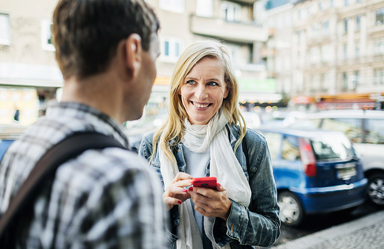 Sharing a smile with a stranger
