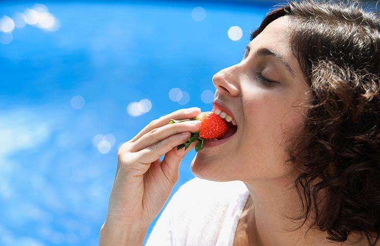 Eating a perfectly ripe berry
