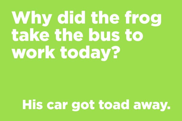 Why did the frog take the bus to work today?