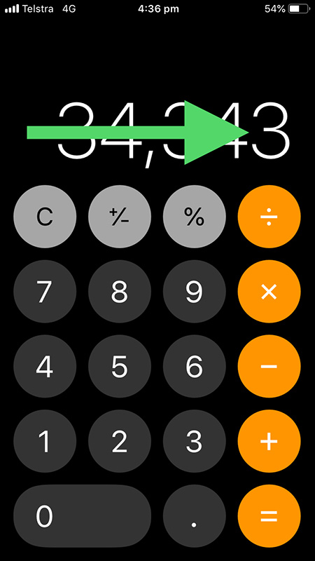Backspace on the calculator app