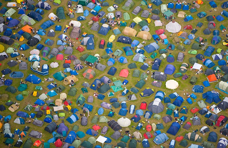 Crowded camping