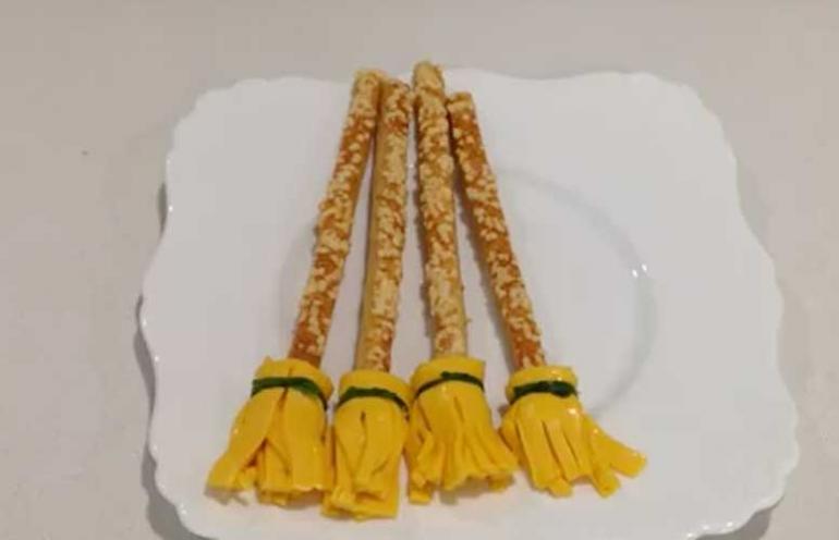 1. Cheese & Pretzel Broomsticks