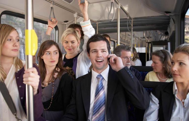 8. Avoid using a phone on public transportation