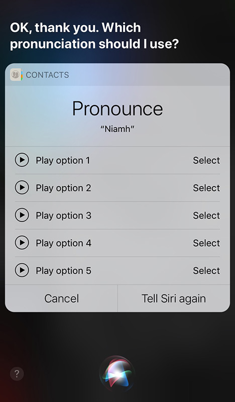 Correct Siri