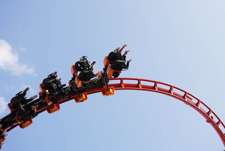 2. The stomach-in-your-throat feeling on roller coasters