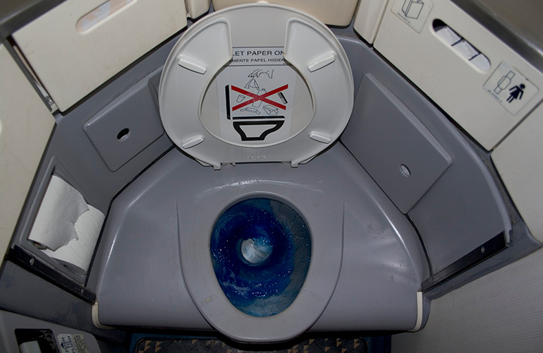 Aeroplane toilets can suck you in