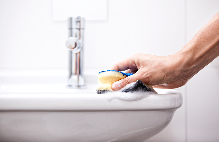 You clean surfaces at room temperature