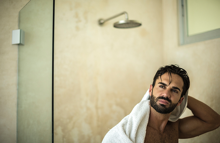 You rub your body with a towel