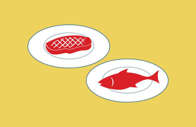 Jake loves steak; Trish loves fish