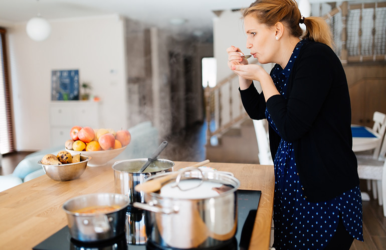Not tasting the dish while cooking