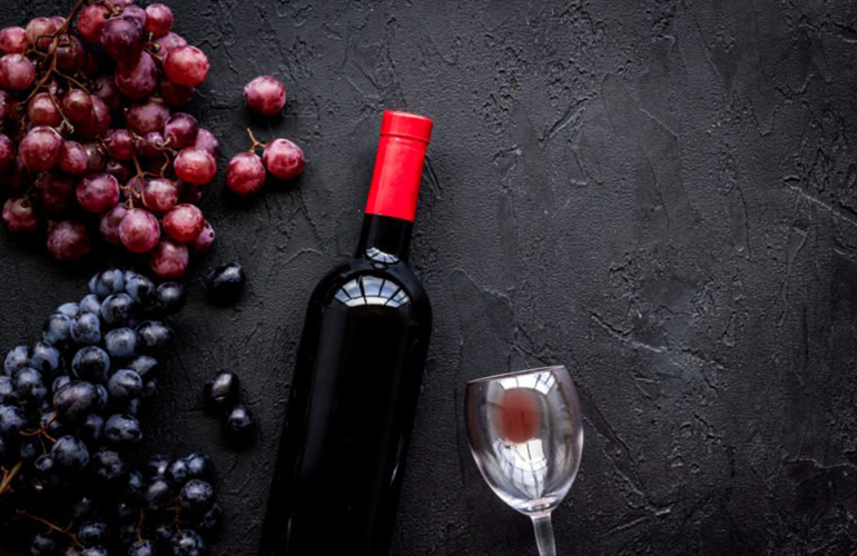 Opened red wine