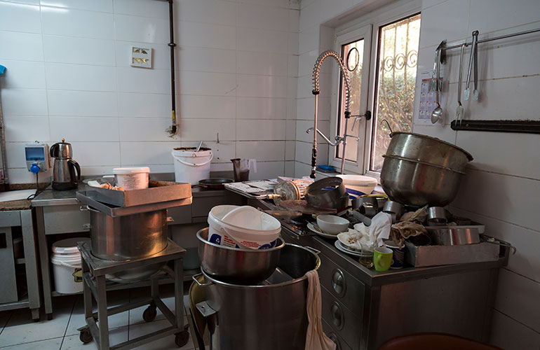 The kitchen is chaotic
