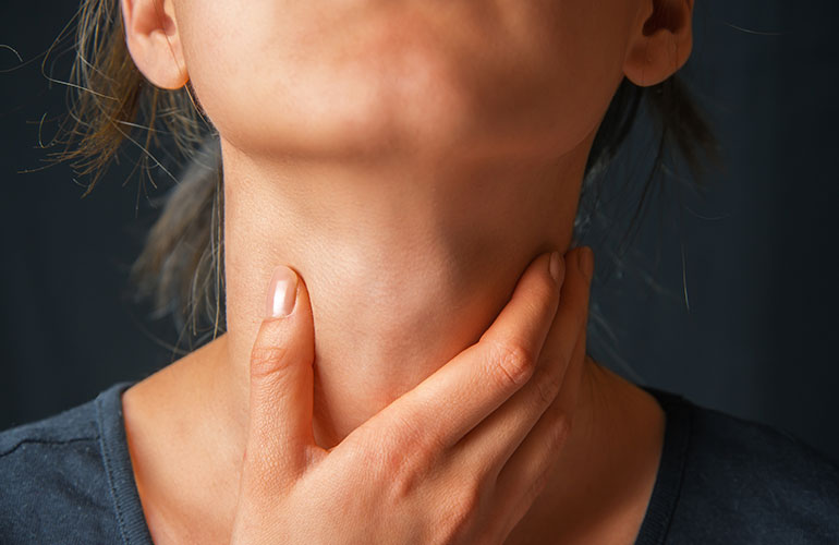 A lump in the front of the neck
