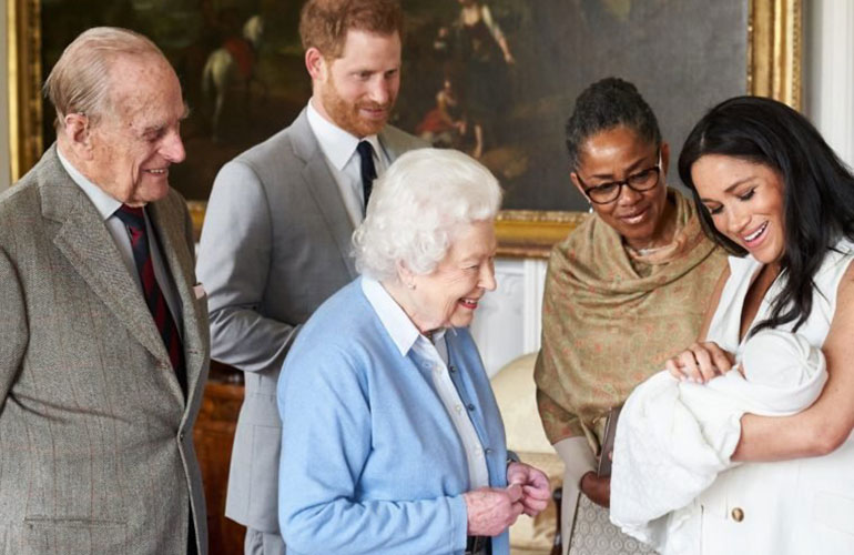 He met his newest great-grandchild before the Queen
