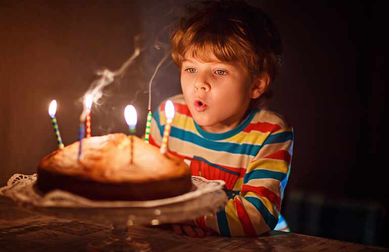 Blowing out birthday candles