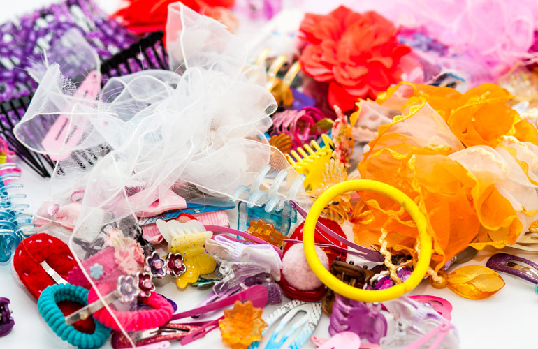 Wearing girly accessories