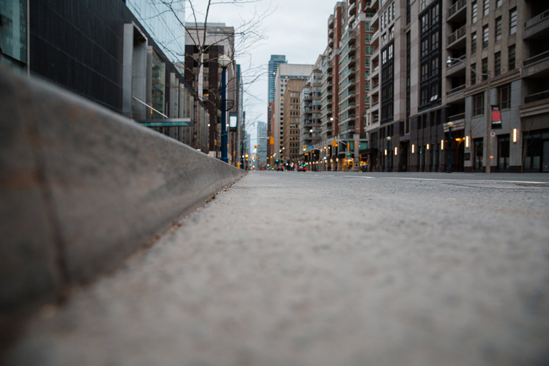 A clear street in downtown Toronto, Canada